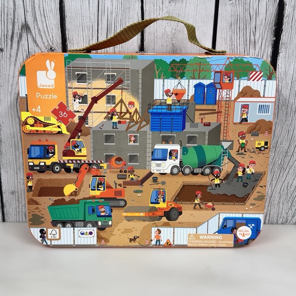 Janod Kids Construction Puzzle 36 Pieces Ages 4+ 19.7” x 15.7” - Read